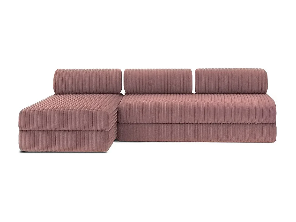 Canapé d'angle modulable et convertible 6 places - Velours côtelé XL - Rose