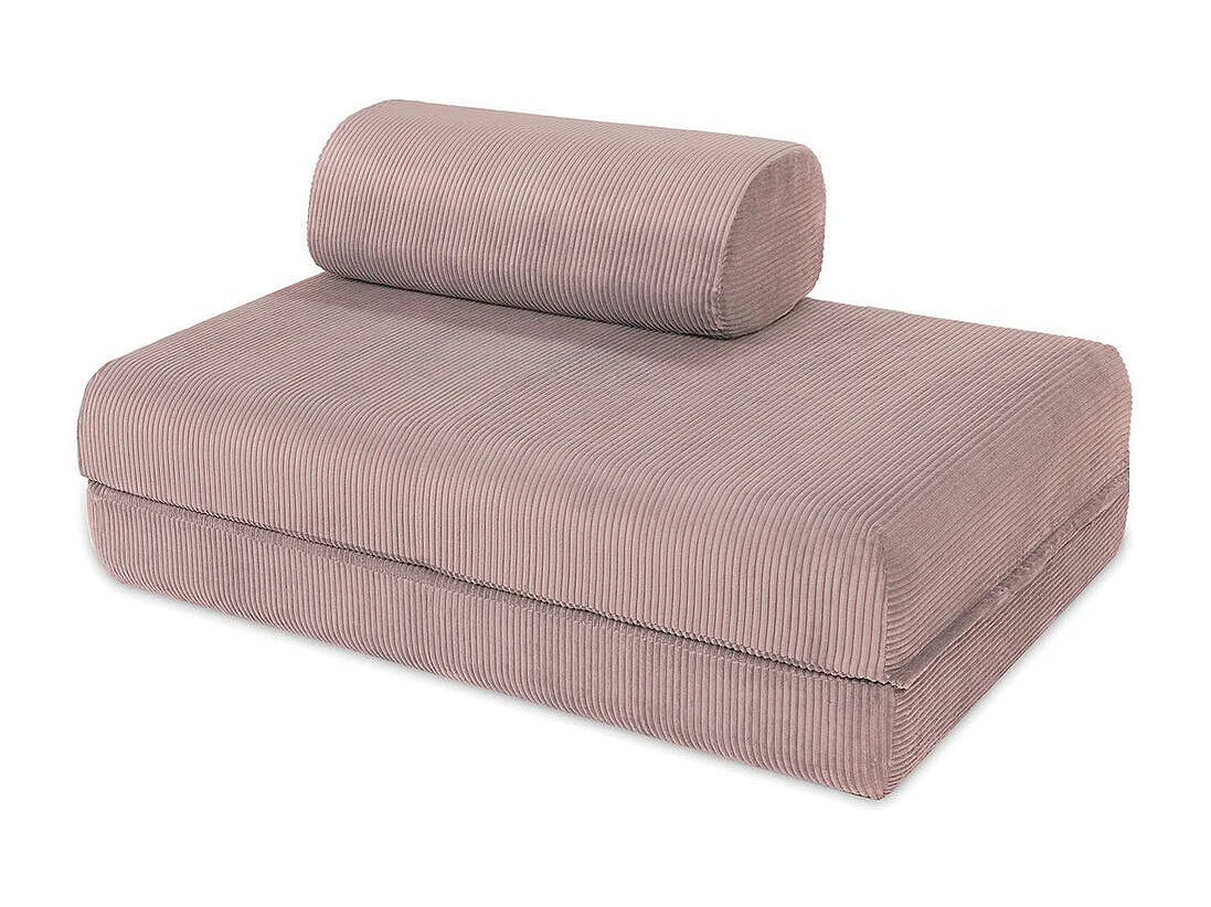 Canapé droit modulable et convertible 3 places - Velours côtelé - Rose pâle