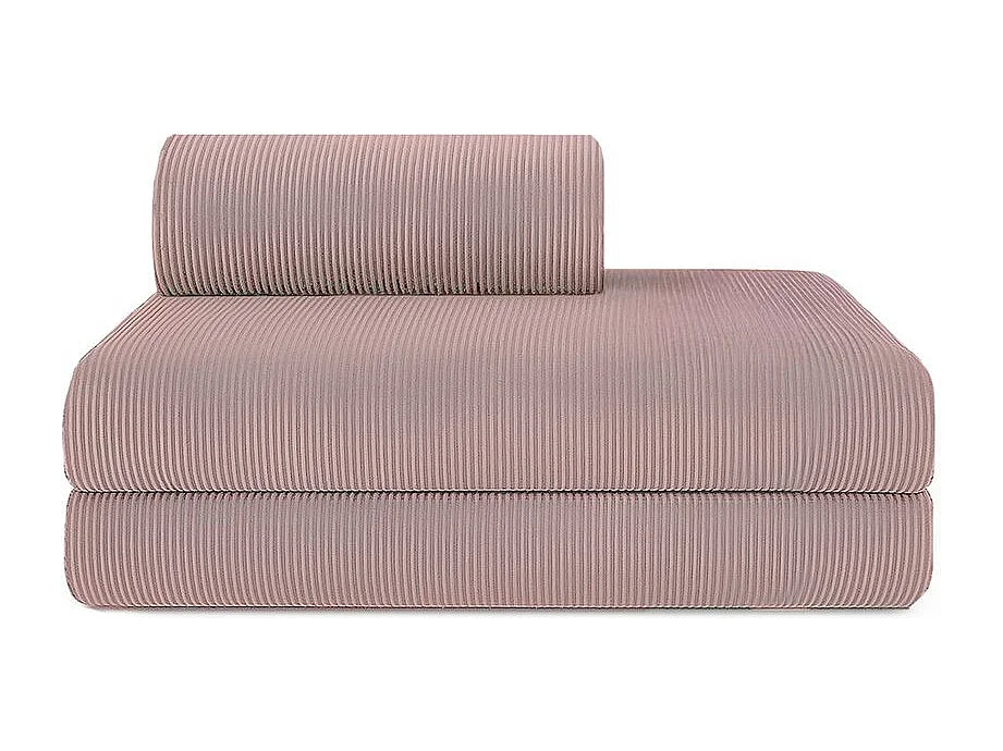 Canapé droit modulable et convertible 3 places - Velours côtelé - Rose pâle