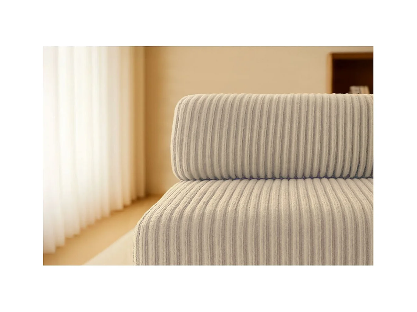 Canapé droit modulable et convertible 5 places - Velours côtelé XL - Taupe