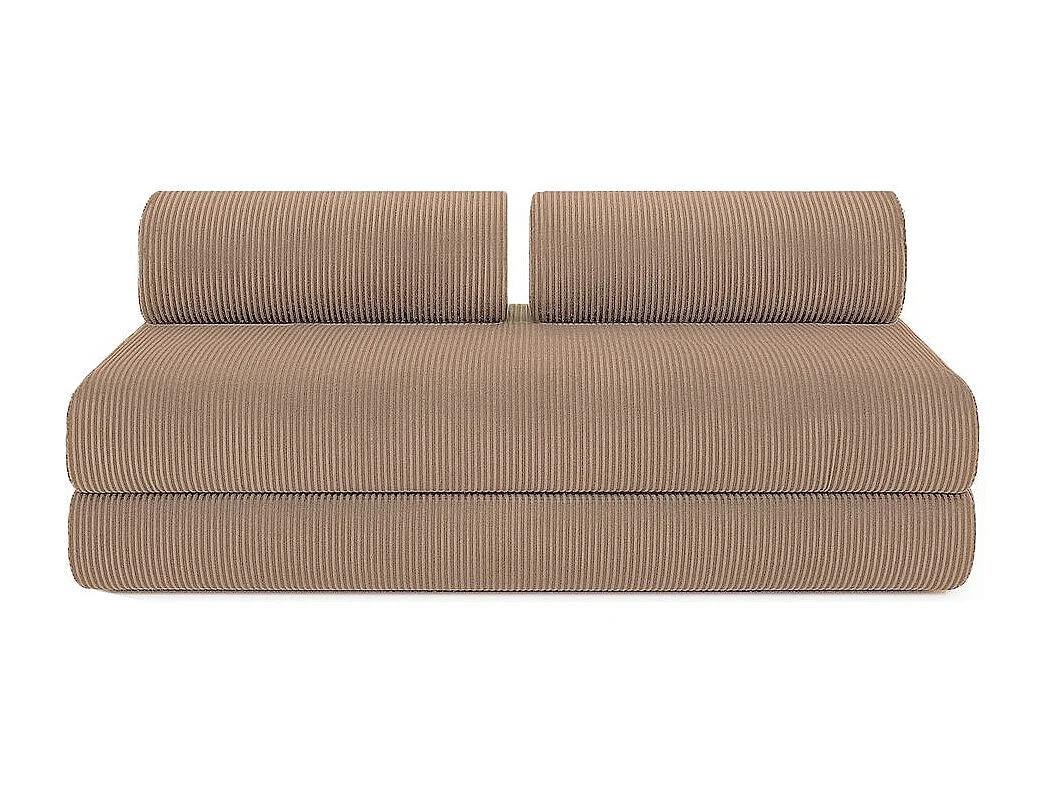 Canapé d'angle modulable et convertible 6 places - Velours côtelé - Taupe