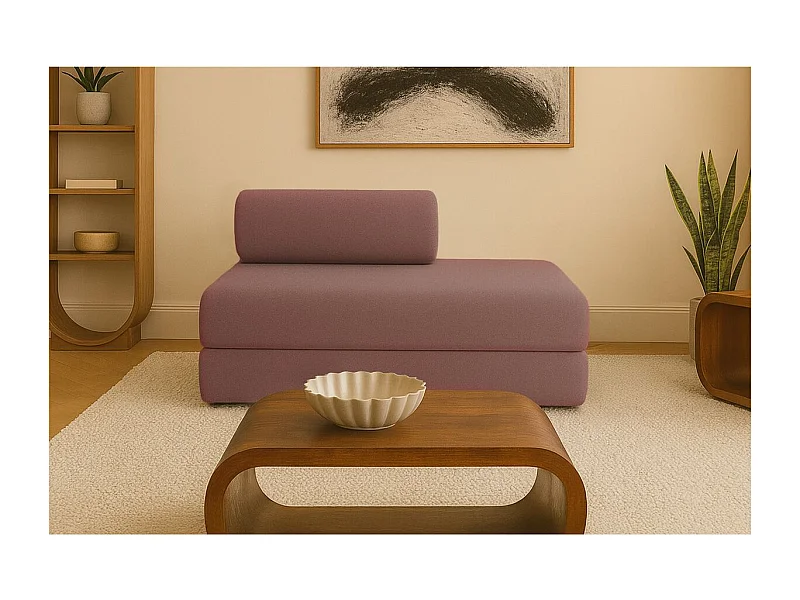 Canapé droit modulable et convertible 2 places - Tissu lisse - Terracotta