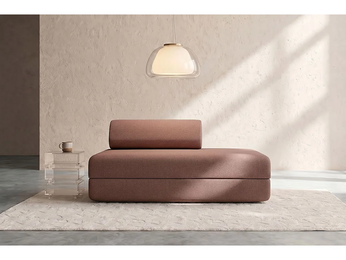 Canapé droit modulable et convertible 2 places - Tissu lisse - Terracotta