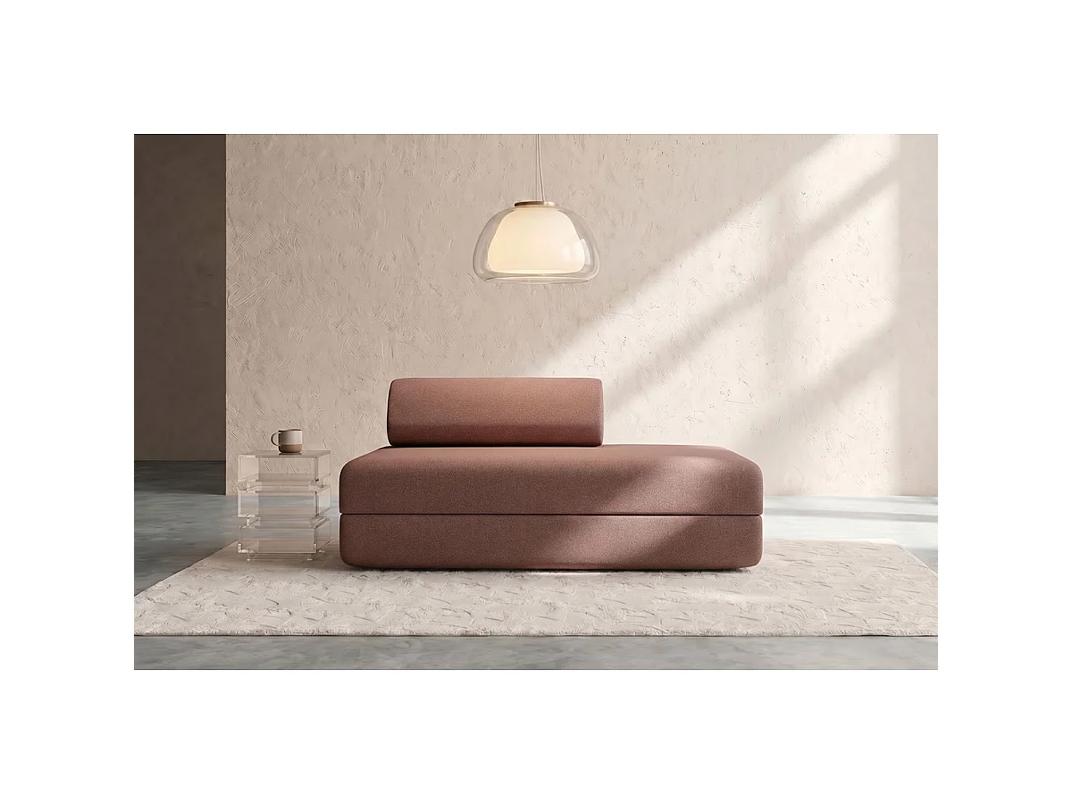 Canapé droit modulable et convertible 2 places - Tissu lisse - Terracotta