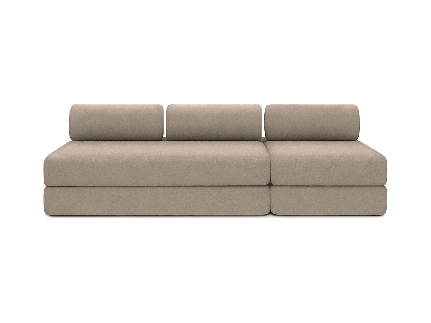 Canapé droit modulable et convertible 4 places - Tissu lisse - Taupe