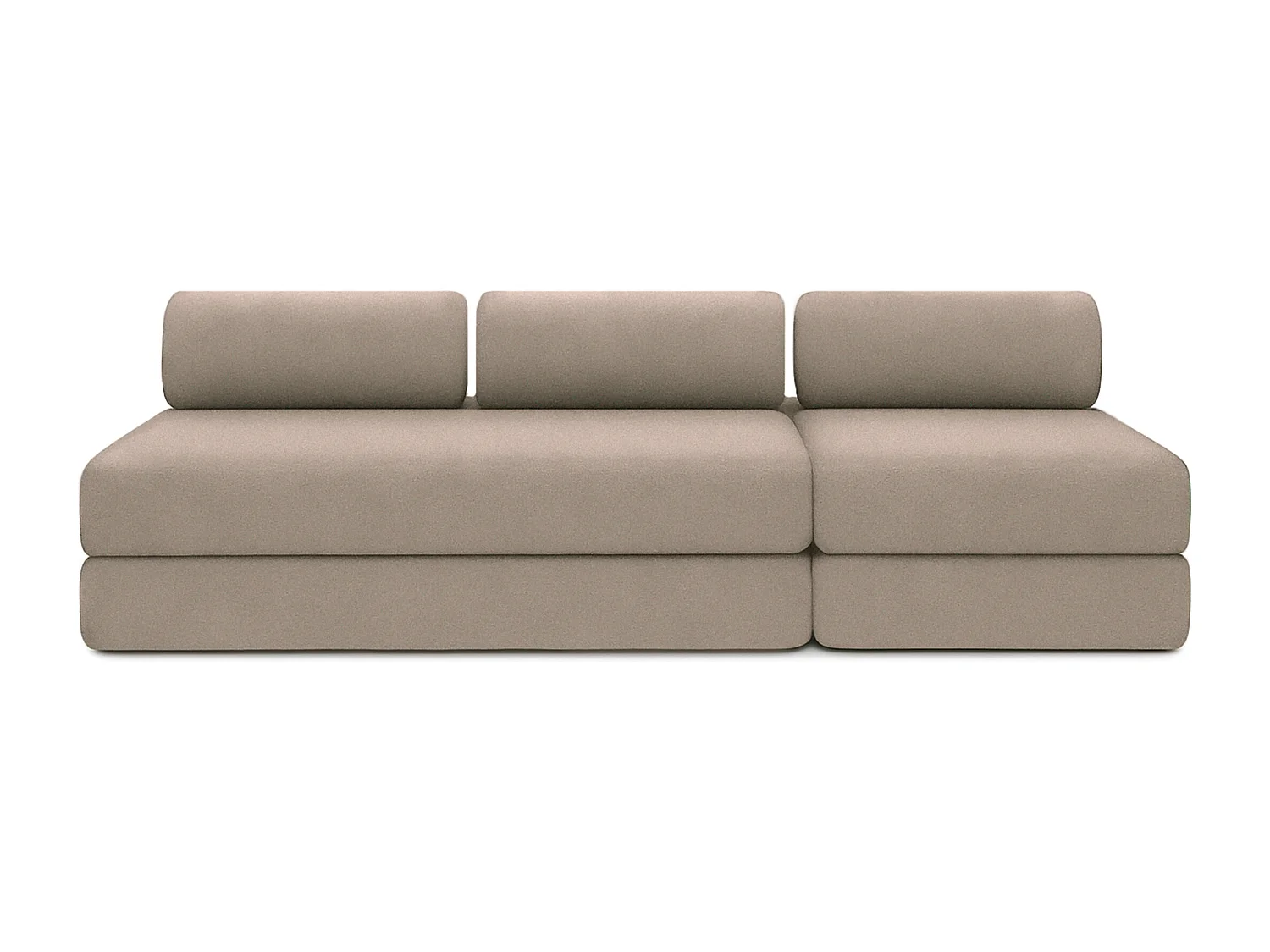 Canapé droit modulable et convertible 4 places - Tissu lisse - Taupe