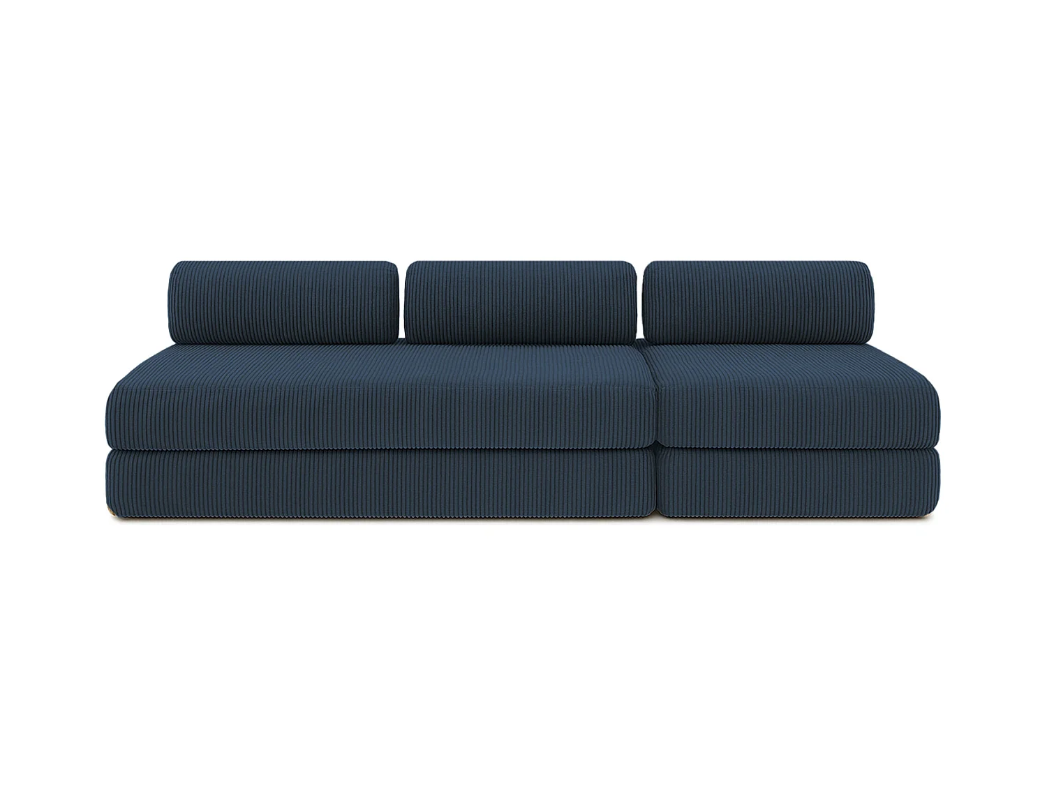 Canapé droit modulable et convertible 4 places - Velours côtelé - Bleu