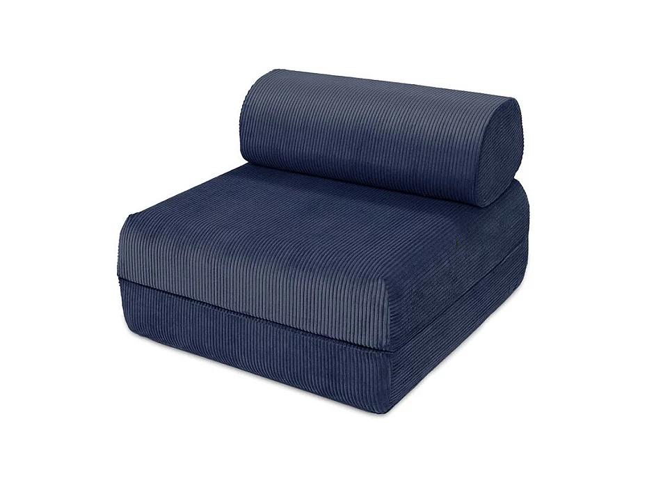 Canapé droit modulable et convertible 4 places - Velours côtelé - Bleu