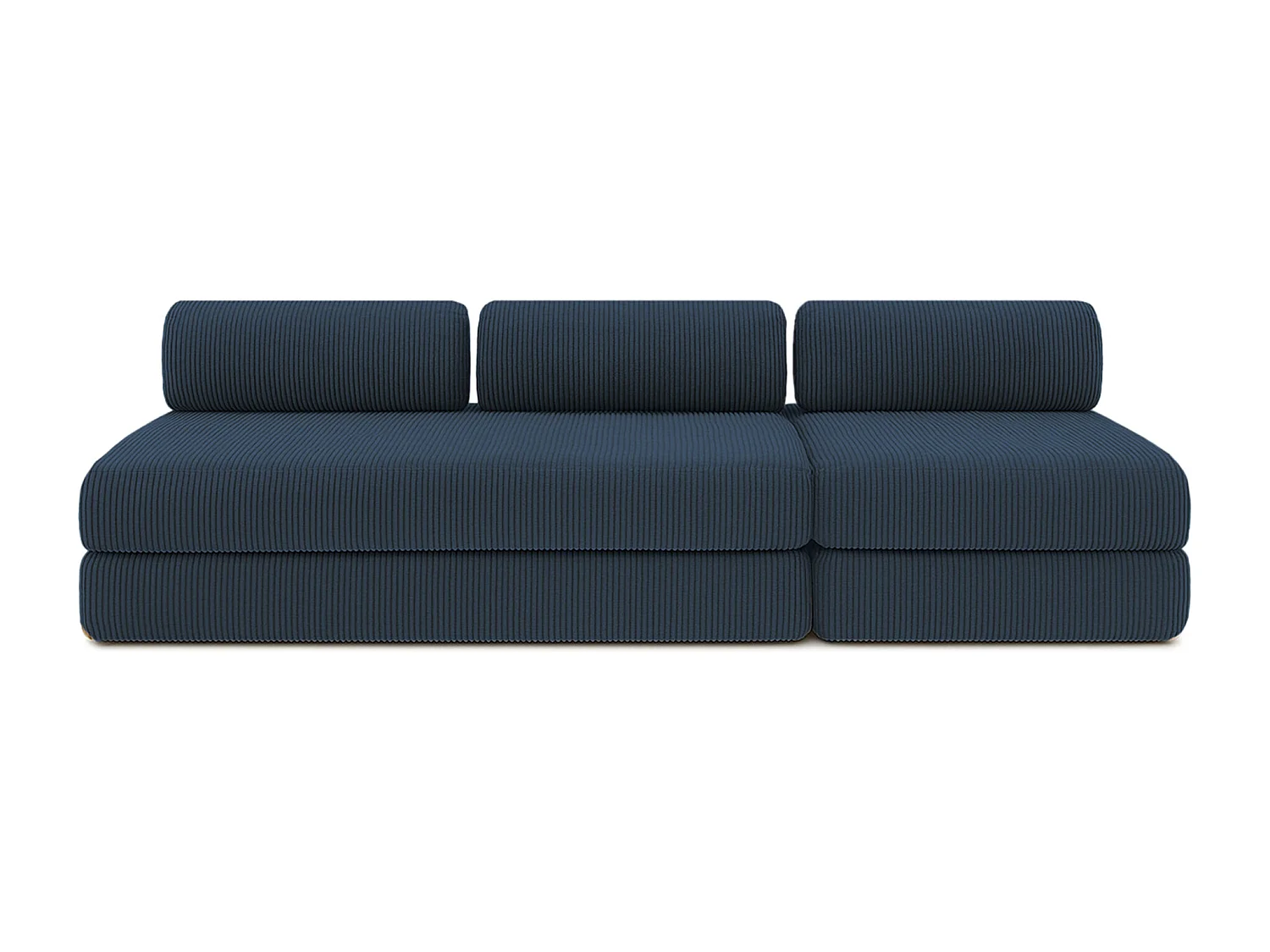 Canapé droit modulable et convertible 4 places - Velours côtelé - Bleu