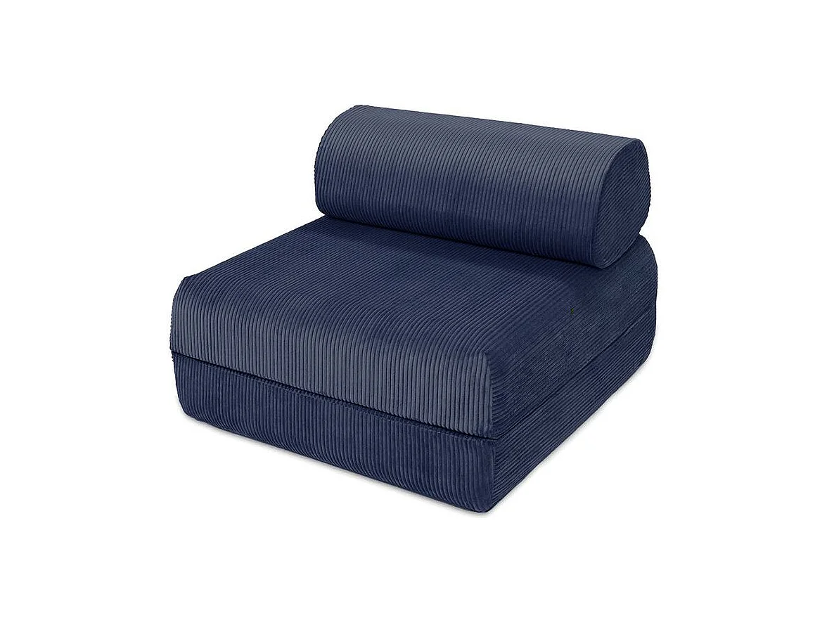 Canapé droit modulable et convertible 4 places - Velours côtelé - Bleu