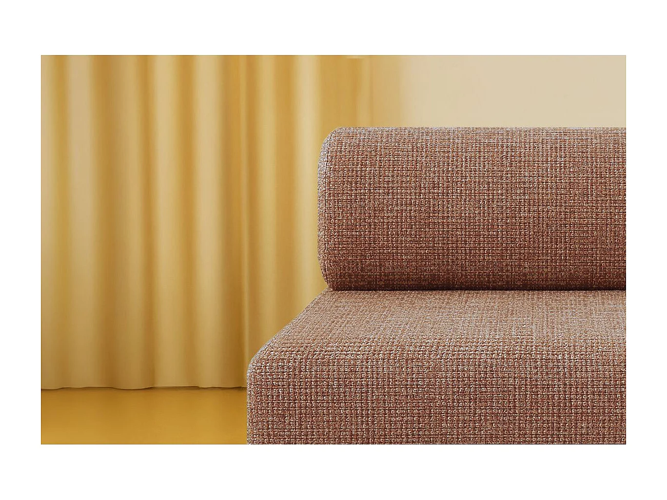 Canapé droit modulable et convertible 6 places - Tissu tweed - Rouge