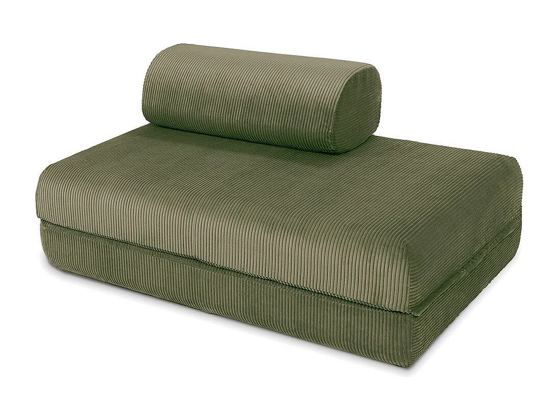 Canapé droit modulable et convertible 5 places - Velours côtelé - Vert