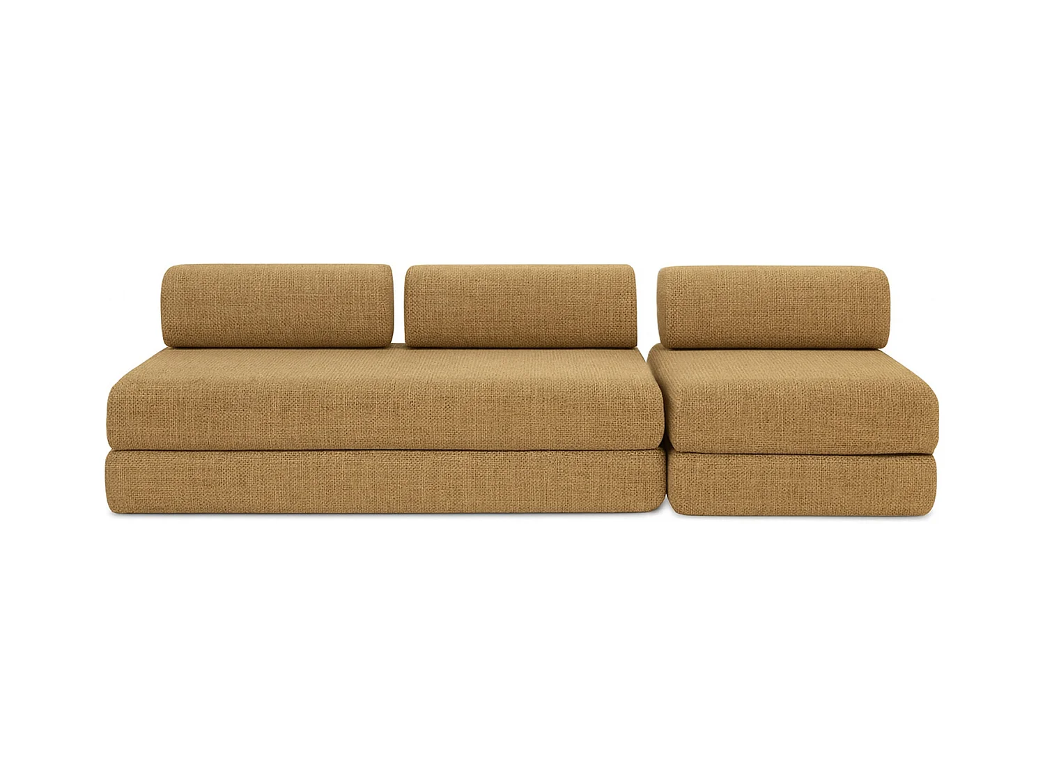 Canapé droit modulable et convertible 4 places - Tissu tweed - Jaune