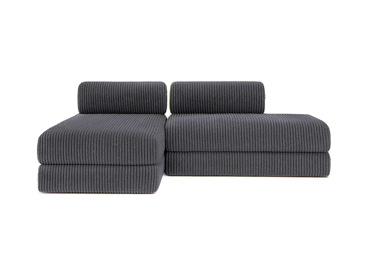Canapé d'angle modulable et convertible 5 places - Velours côtelé XL - Gris