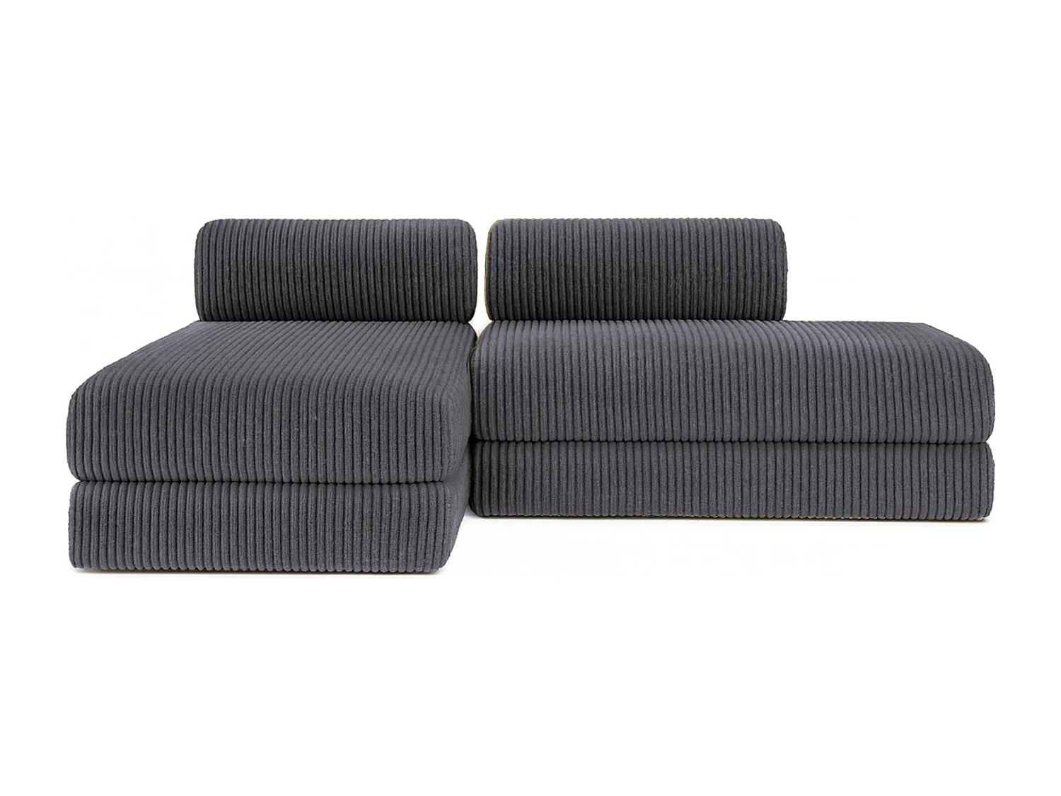 Canapé d'angle modulable et convertible 5 places - Velours côtelé XL - Gris