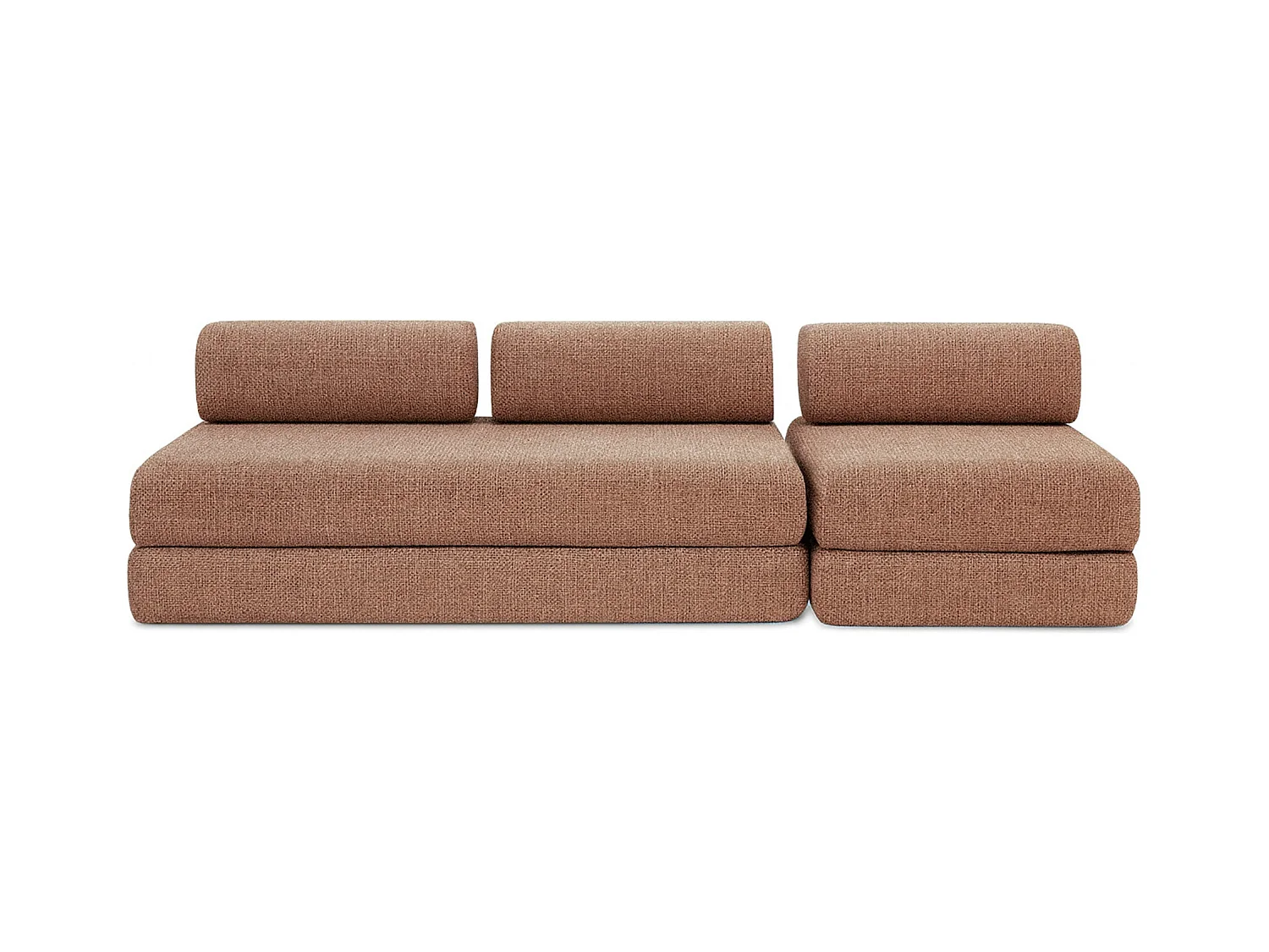 Canapé droit modulable et convertible 4 places - Tissu tweed - Rouge