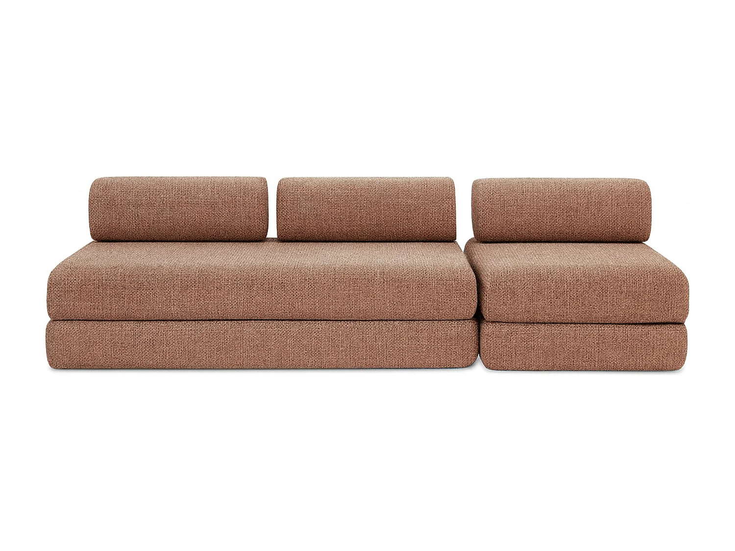 Canapé droit modulable et convertible 4 places - Tissu tweed - Rouge