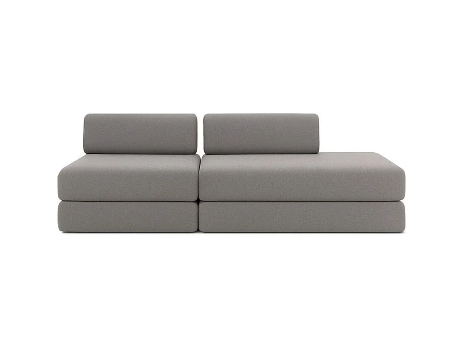 Canapé droit modulable et convertible 3 places - Tissu lisse - Gris