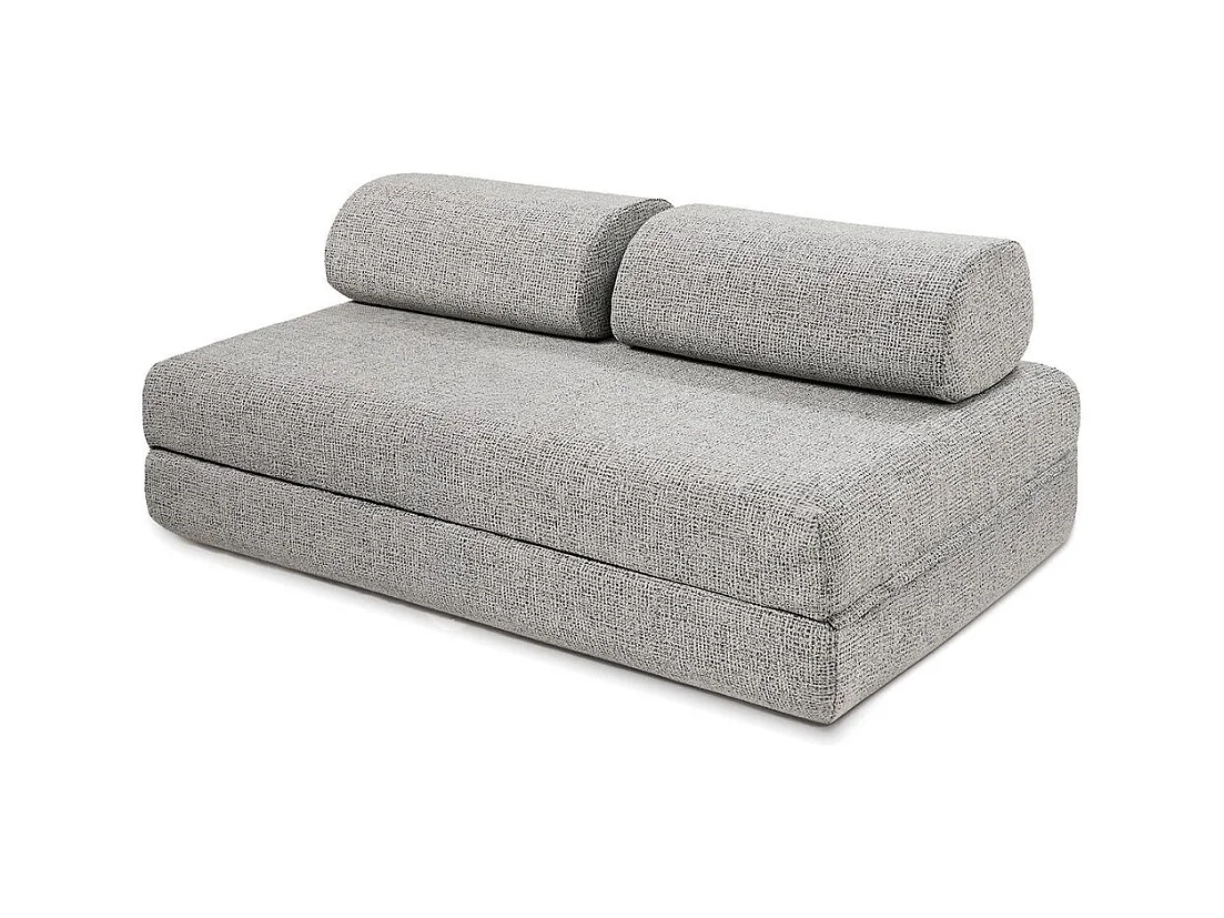 Canapé droit modulable et convertible 5 places - Tissu tweed - Gris