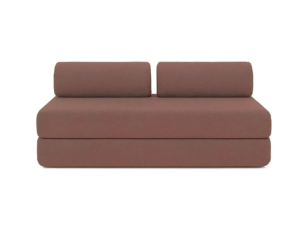 Canapé d'angle modulable et convertible 6 places - Tissu lisse - Terracotta
