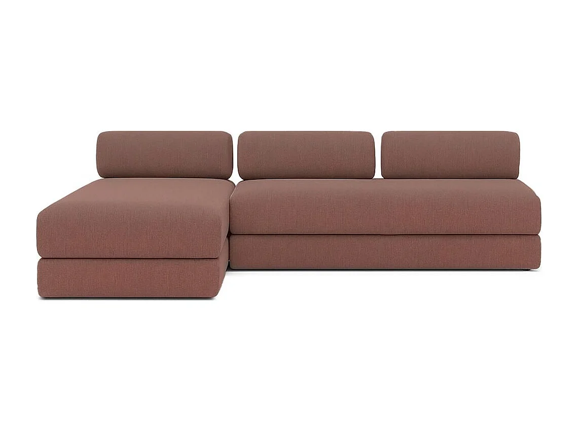 Canapé d'angle modulable et convertible 6 places - Tissu lisse - Terracotta