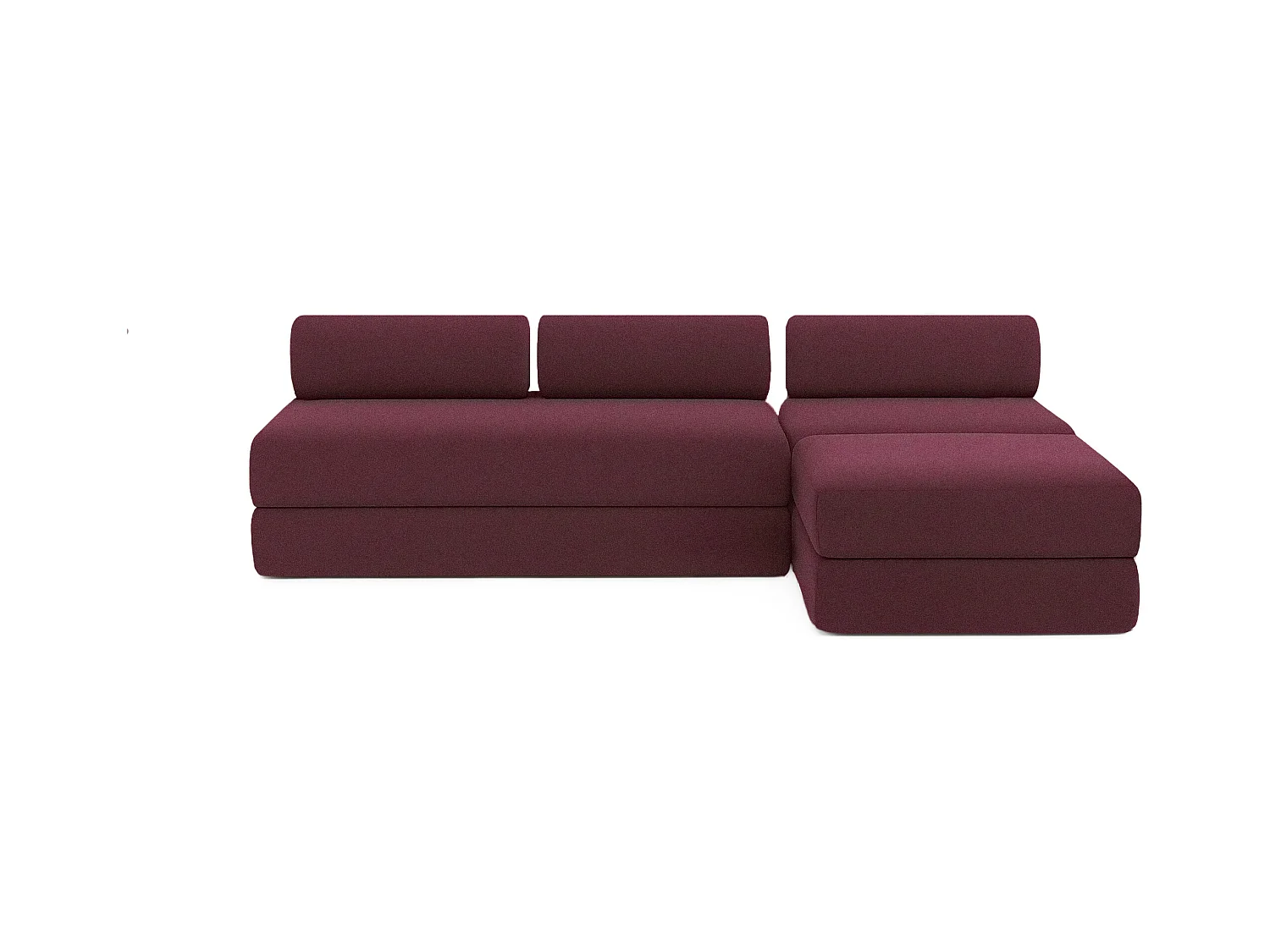 Canapé d'angle modulable et convertible 6 places - Tissu lisse - Rouge
