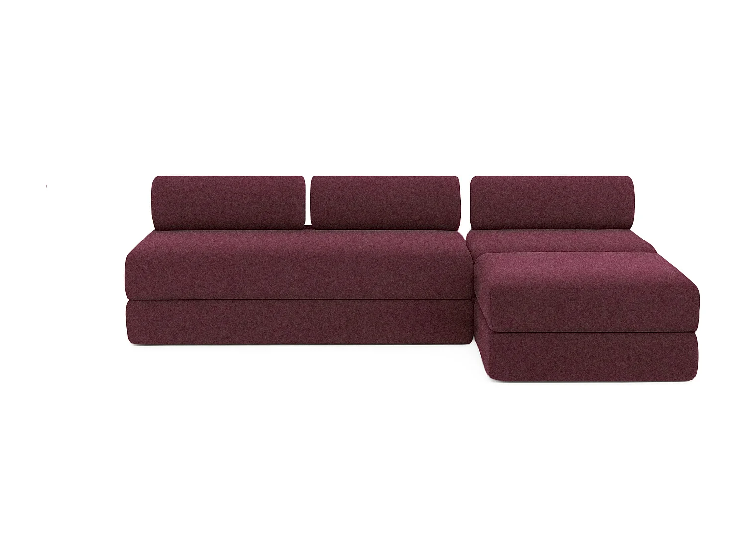 Canapé d'angle modulable et convertible 6 places - Tissu lisse - Rouge