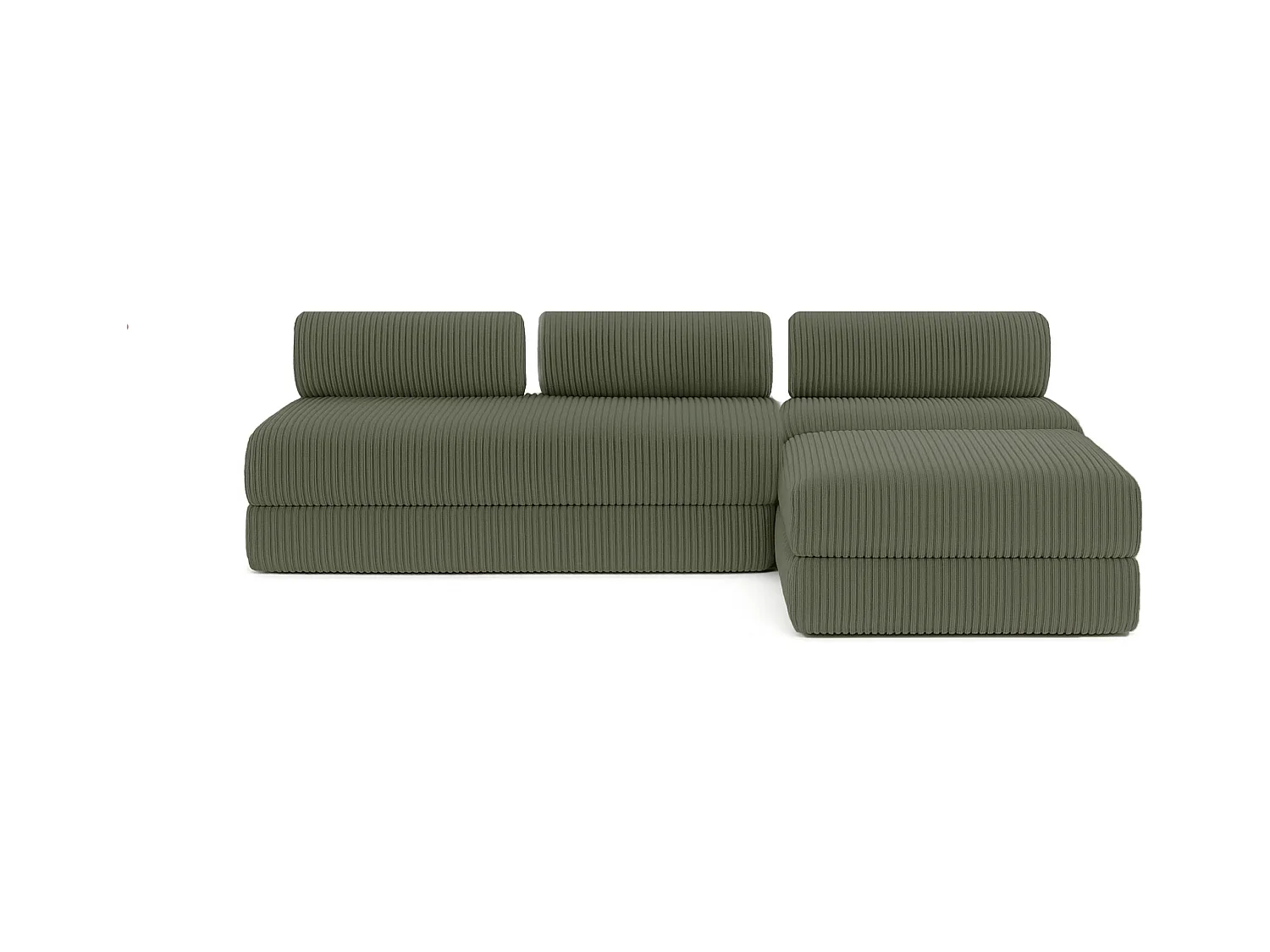 Canapé d'angle modulable et convertible 6 places - Velours côtelé XL - Vert