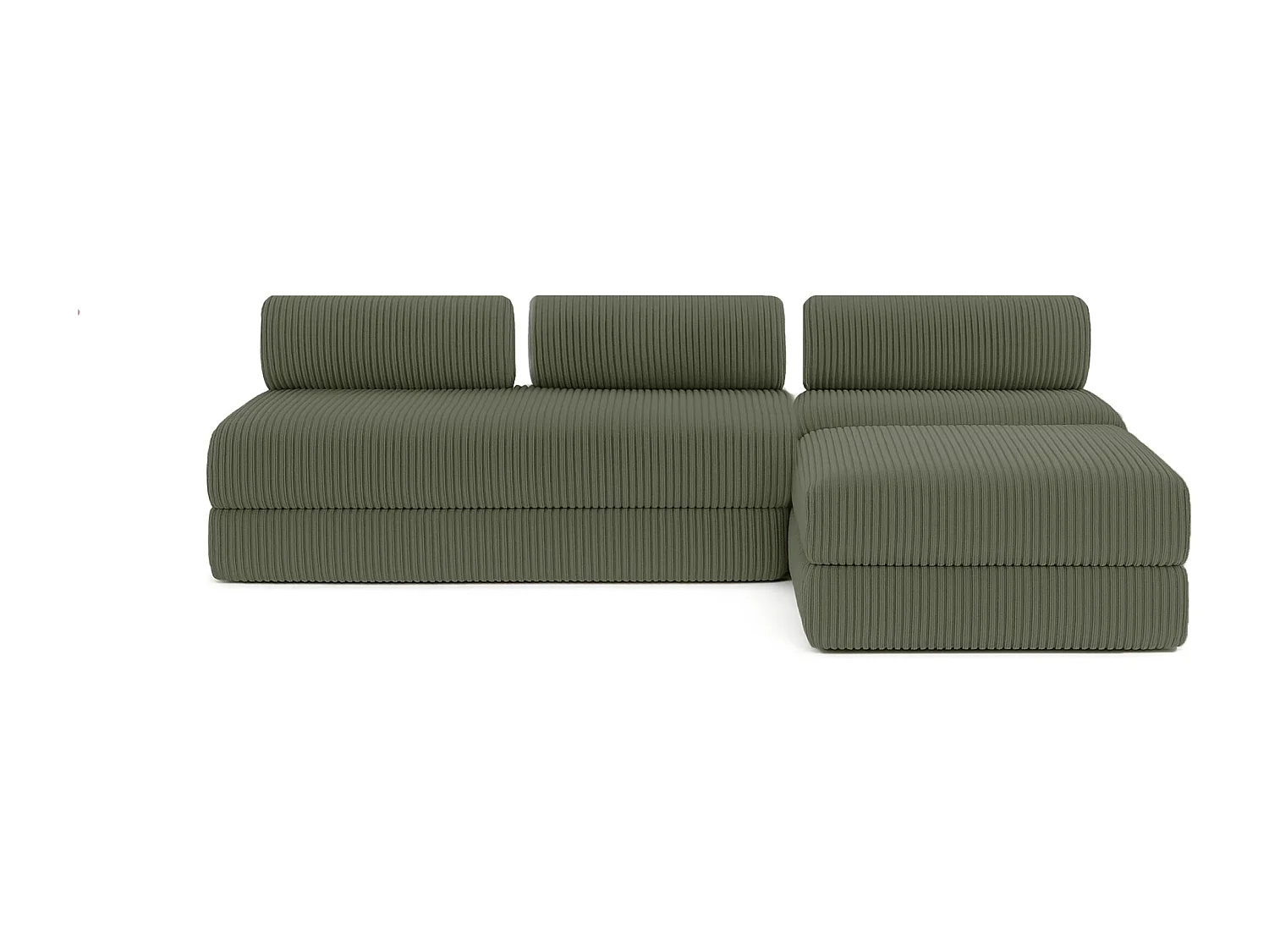 Canapé d'angle modulable et convertible 6 places - Velours côtelé XL - Vert