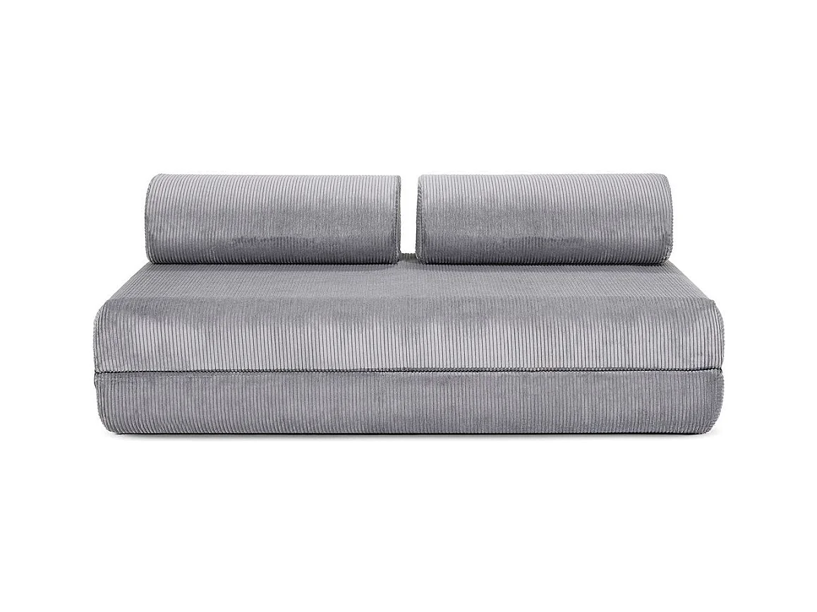 Canapé droit modulable et convertible 3 places - Velours côtelé - Gris clair