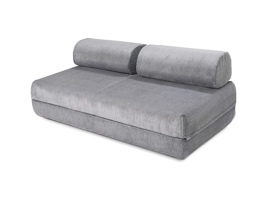 Canapé droit modulable et convertible 3 places - Velours côtelé - Gris clair