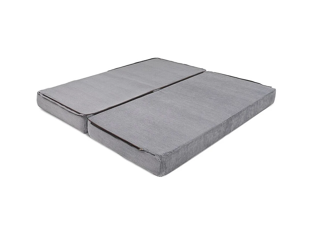 Canapé droit modulable et convertible 3 places - Velours côtelé - Gris clair