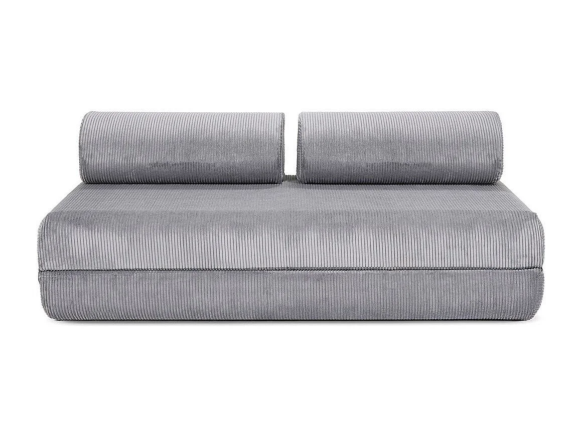 Canapé droit modulable et convertible 3 places - Velours côtelé - Gris clair