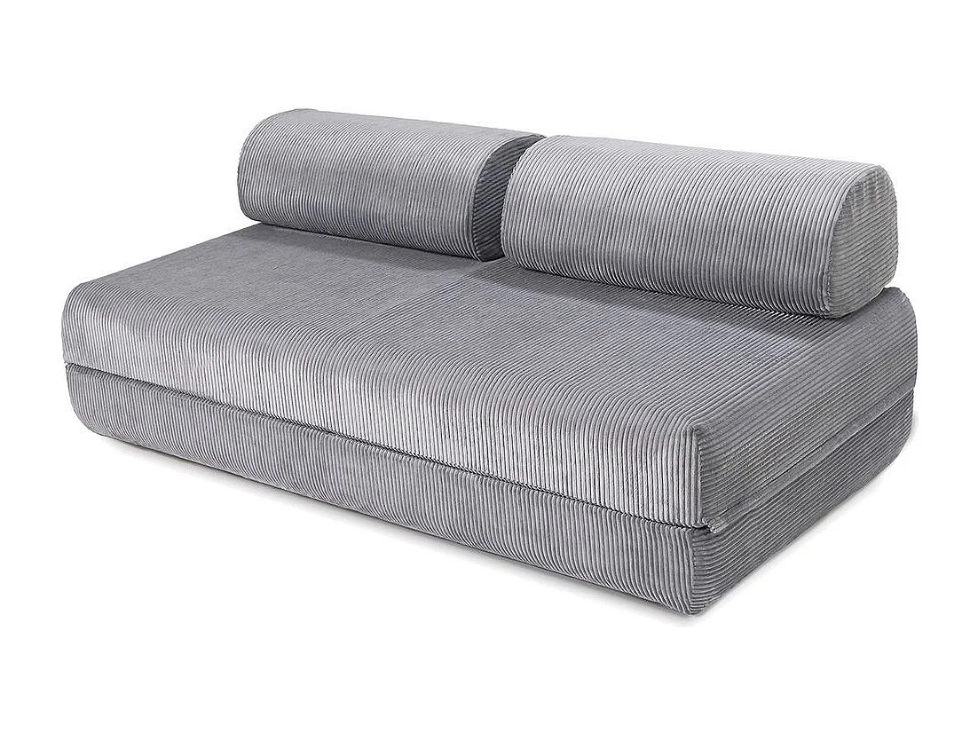 Canapé droit modulable et convertible 3 places - Velours côtelé - Gris clair