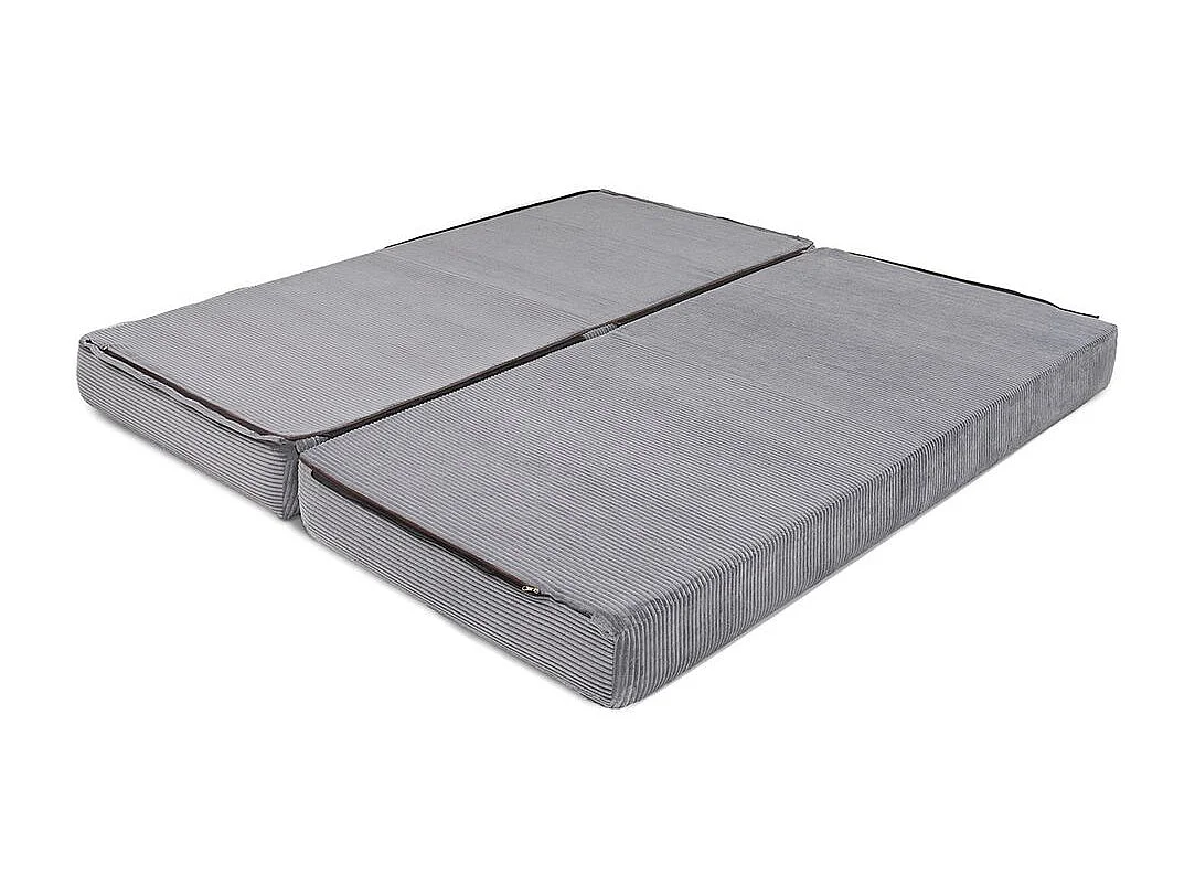 Canapé droit modulable et convertible 3 places - Velours côtelé - Gris clair