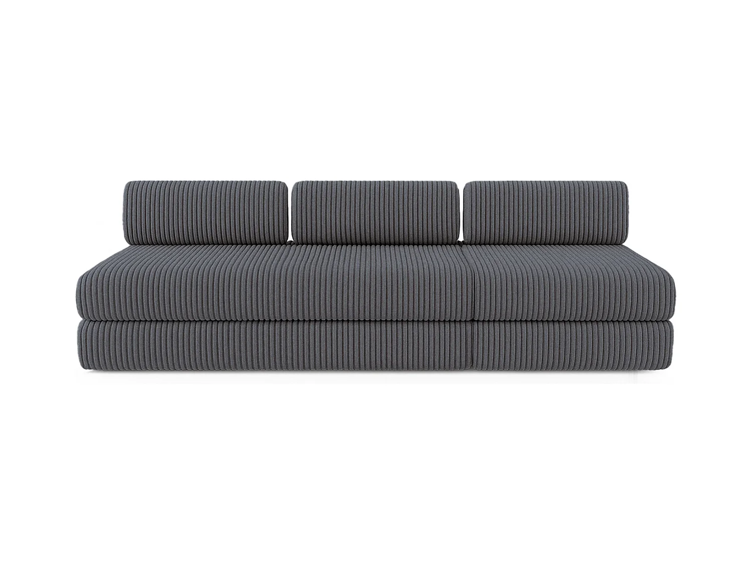 Canapé droit modulable et convertible 4 places - Velours côtelé XL - Gris