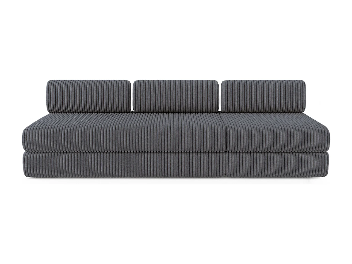 Canapé droit modulable et convertible 4 places - Velours côtelé XL - Gris