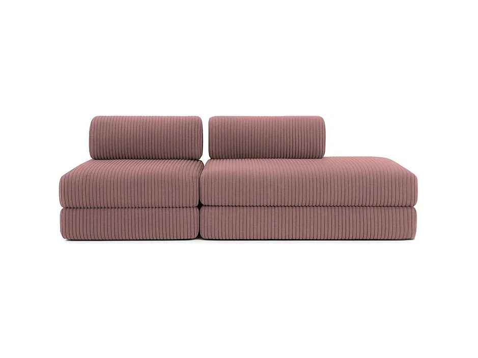 Canapé droit modulable et convertible 3 places - Velours côtelé XL - Rose