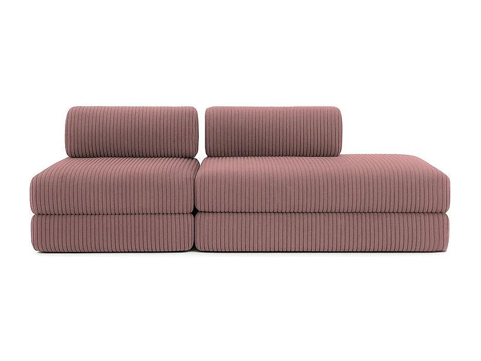 Canapé droit modulable et convertible 3 places - Velours côtelé XL - Rose