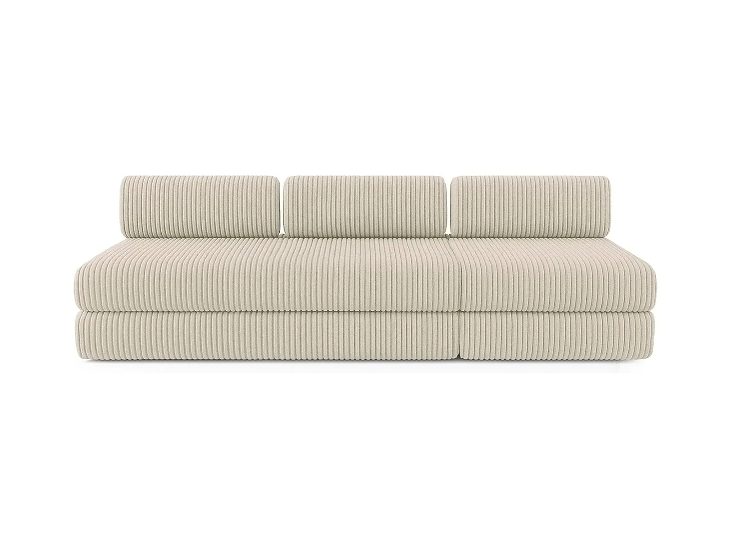 Canapé droit modulable et convertible 4 places - Velours côtelé XL - Beige