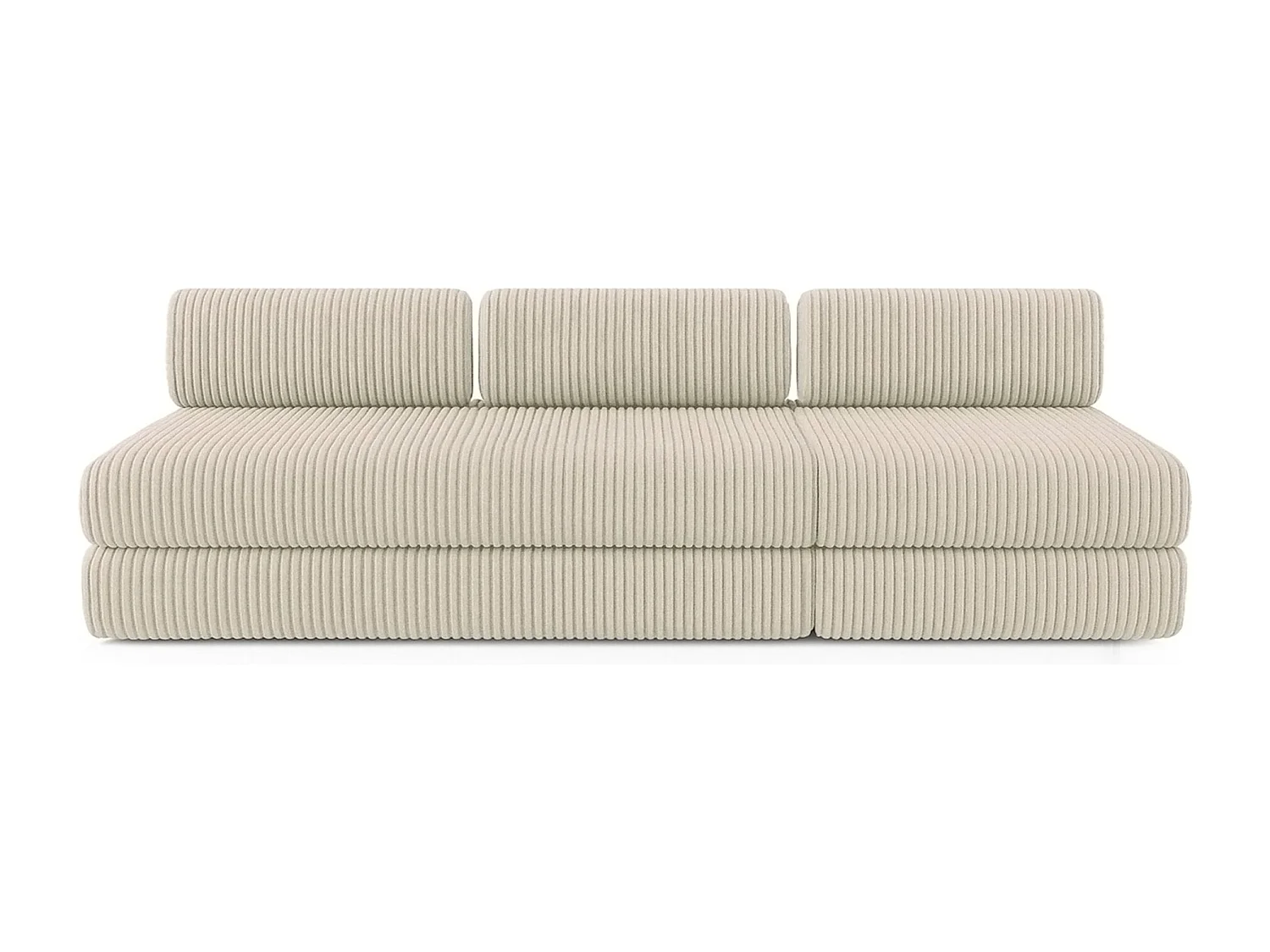 Canapé droit modulable et convertible 4 places - Velours côtelé XL - Beige