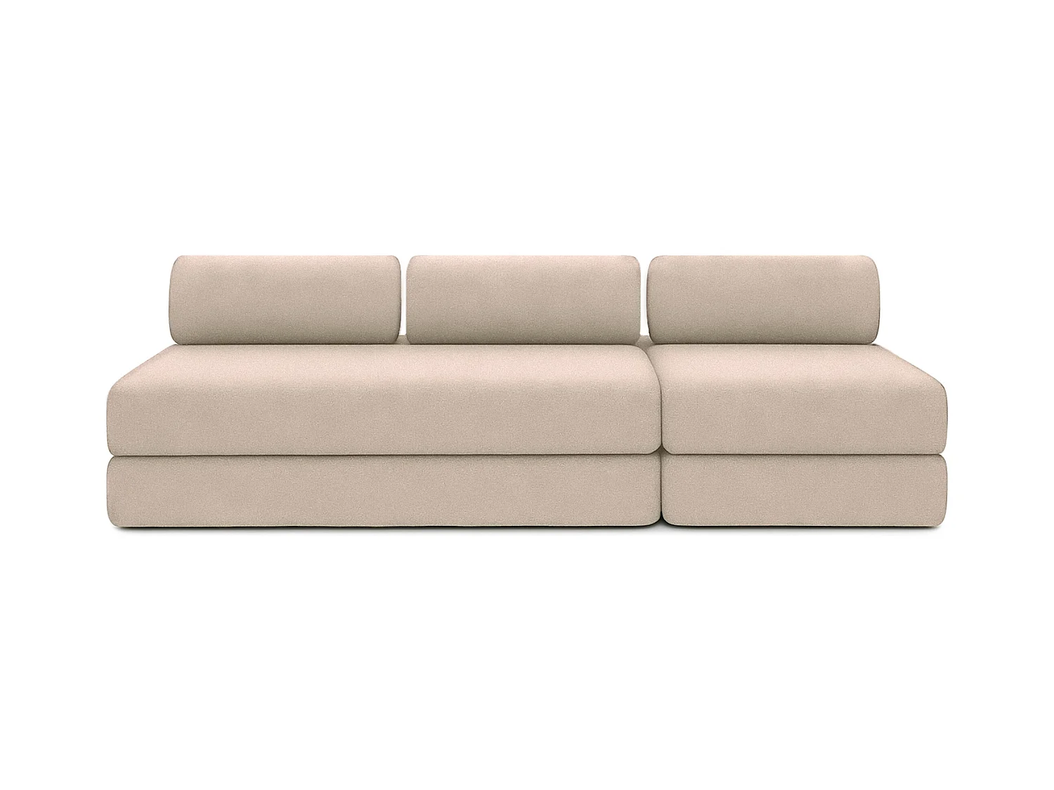 Canapé droit modulable et convertible 4 places - Tissu lisse - Beige