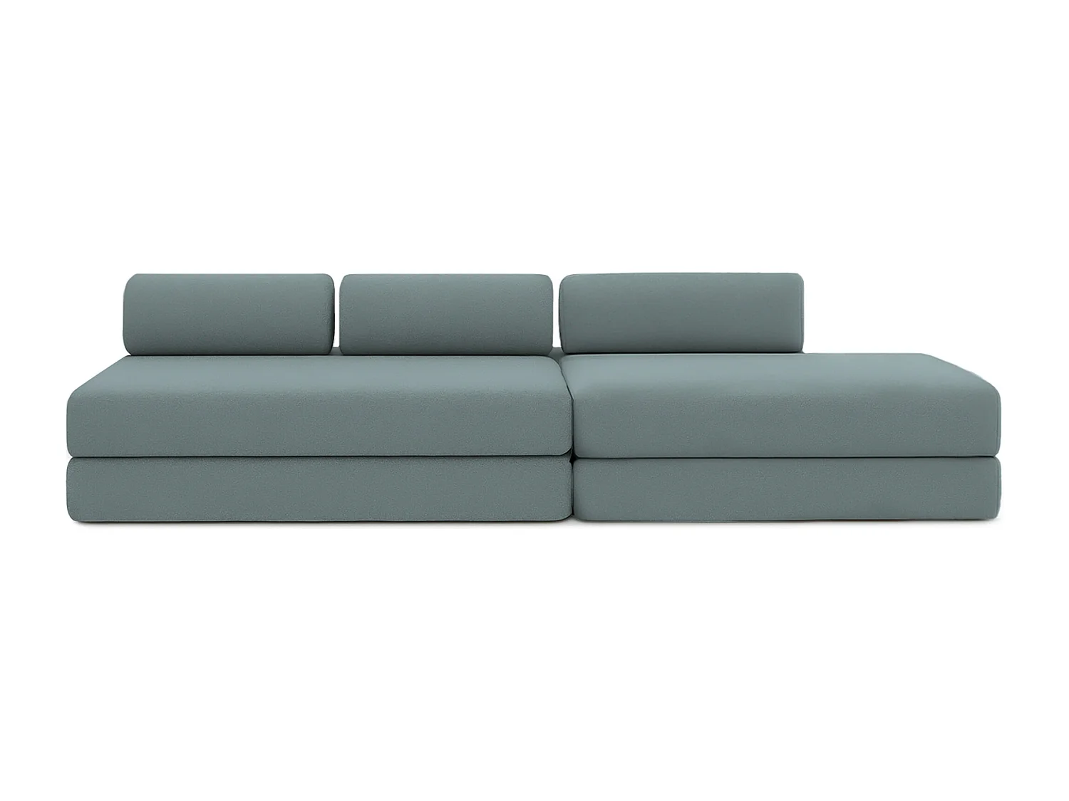 Canapé droit modulable et convertible 5 places - Tissu lisse - Bleu vert