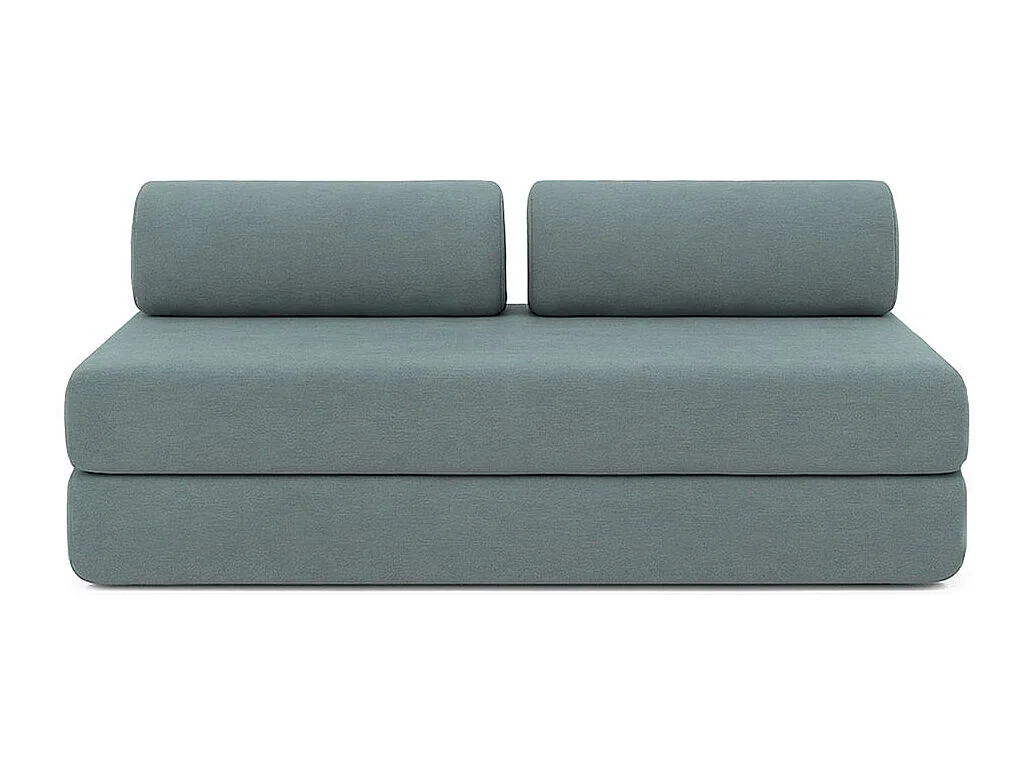 Canapé droit modulable et convertible 5 places - Tissu lisse - Bleu vert