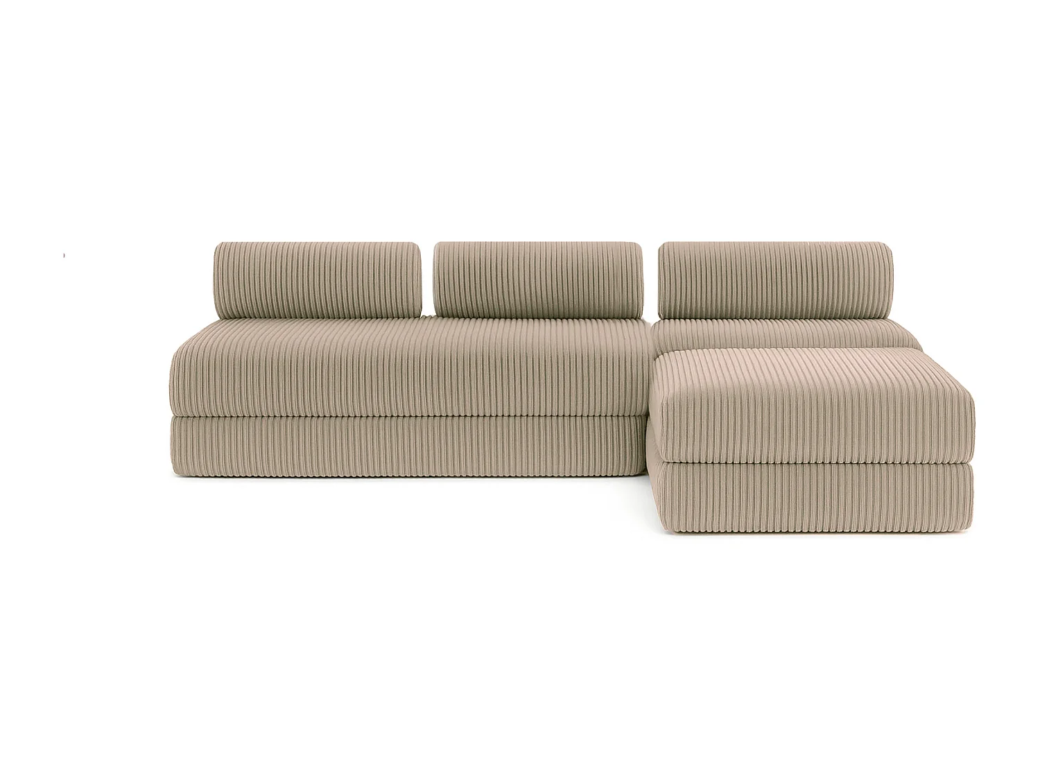 Canapé d'angle modulable et convertible 6 places - Velours côtelé XL - Taupe