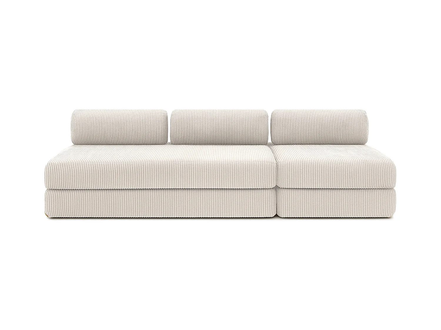 Canapé droit modulable et convertible 4 places - Velours côtelé - Blanc