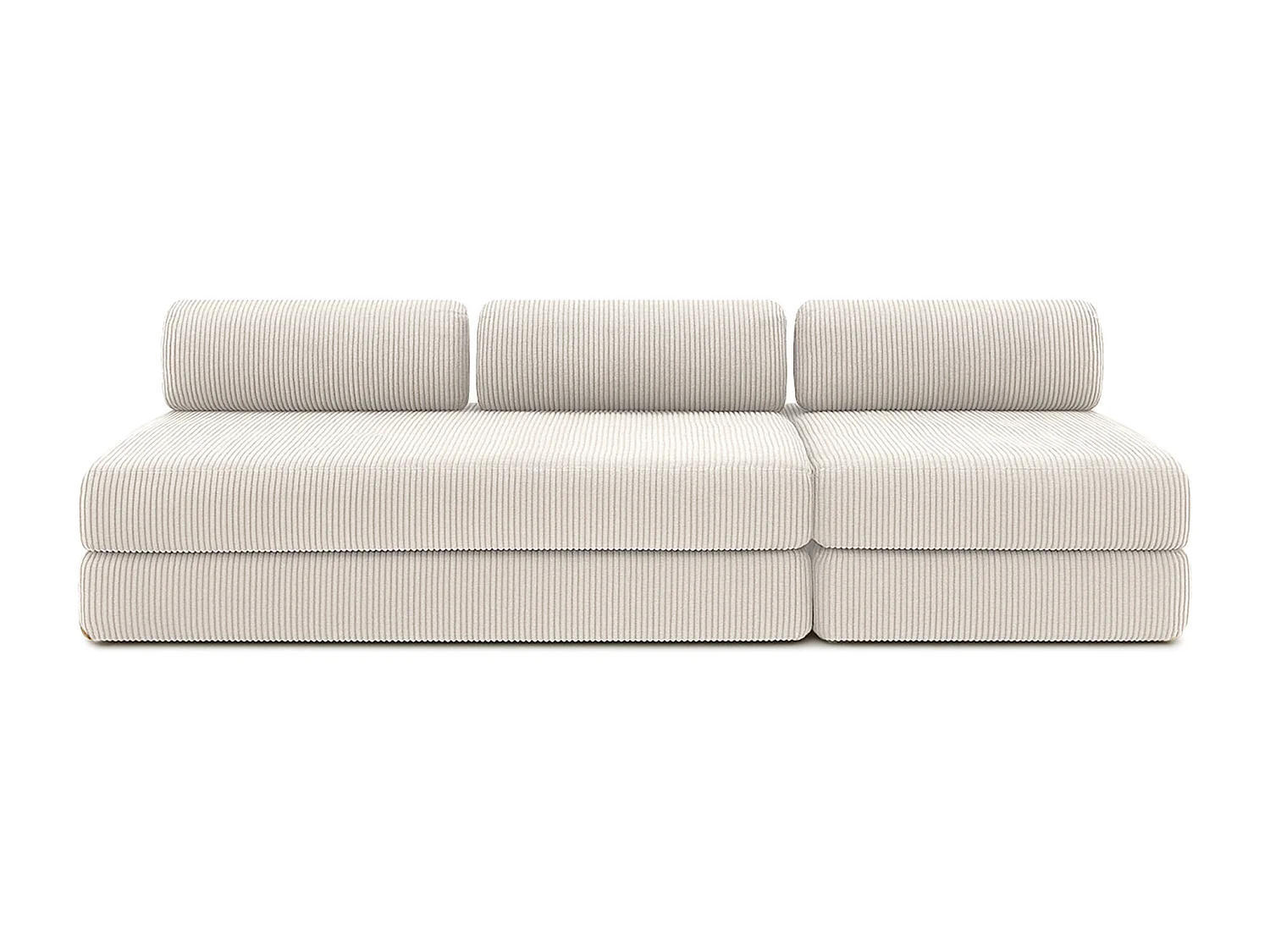 Canapé droit modulable et convertible 4 places - Velours côtelé - Blanc