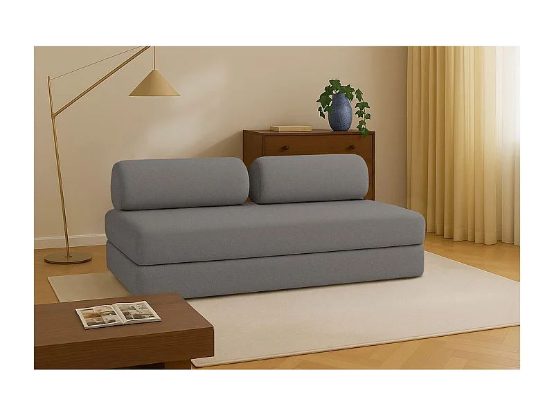 Canapé droit modulable et convertible 3 places - Tissu lisse - Gris