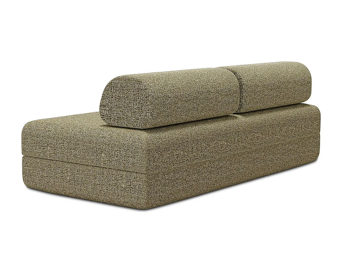 Canapé droit modulable et convertible 3 places - Tissu tweed - Vert