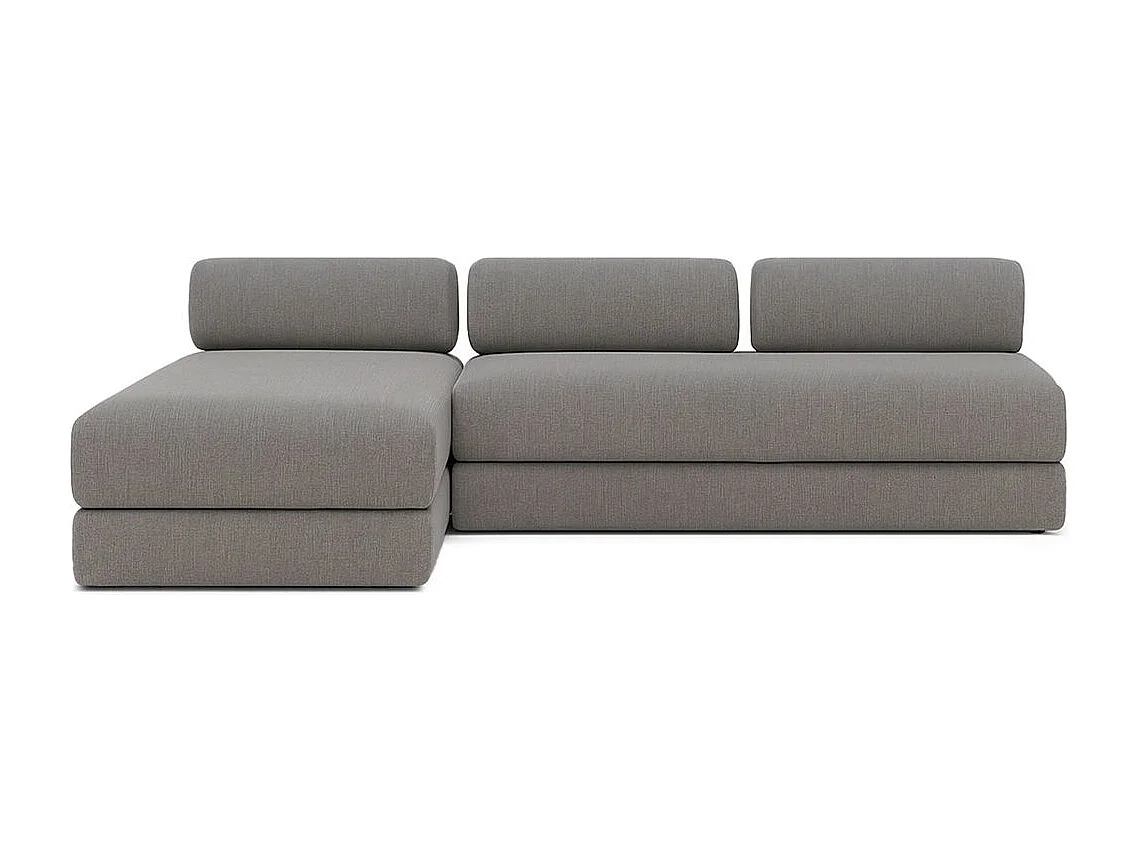 Canapé d'angle modulable et convertible 6 places - Tissu lisse - Gris